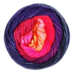 Top view of cake of Cumulus Rainbow yarn in colorway 208 - Nautical Twilight