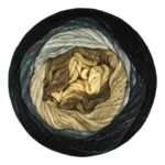 Top view of cake of Cumulus Rainbow yarn in colorway 206 - Glacier Bay