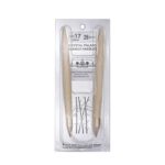 A size 17, 26 inch bamboo circular needle in its silver packaging