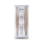 A size 19, 35 inch bamboo circular needle in its silver packaging