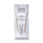 A size 2, 35 inch bamboo circular needle in its silver packaging