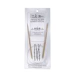 A size 3, 35 inch bamboo circular needle in its silver packaging