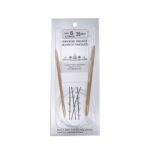 A size 6, 35 inch bamboo circular needle in its silver packaging