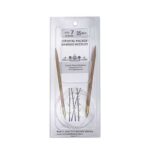 A size 7, 35 inch bamboo circular needle in its silver packaging