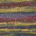 Swatch of Sesame yarn in Acai colorway