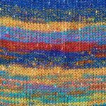 Swatch of Sesame yarn in Snow Cone colorway