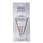 A size 2, 16 inch bamboo circular needle in its silver packaging