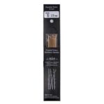 Size 5, 6 inch bamboo double point needles in black packaging